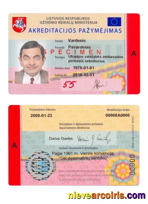 Lithuania accreditation certificate card